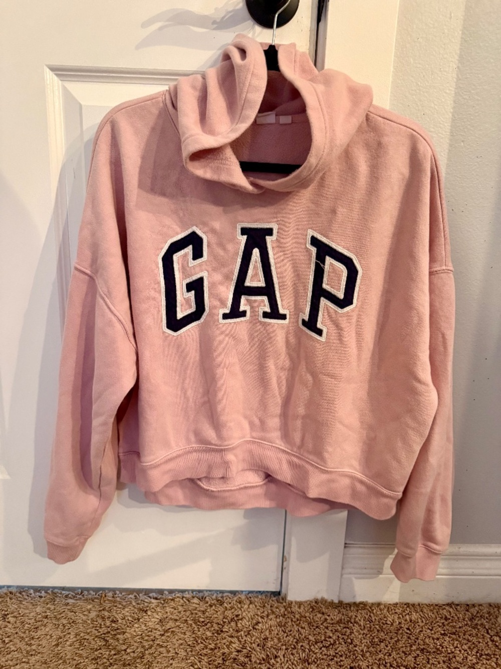 GAP Pink Cropped Logo Hoodie Sweatshirt Women’s Pullover